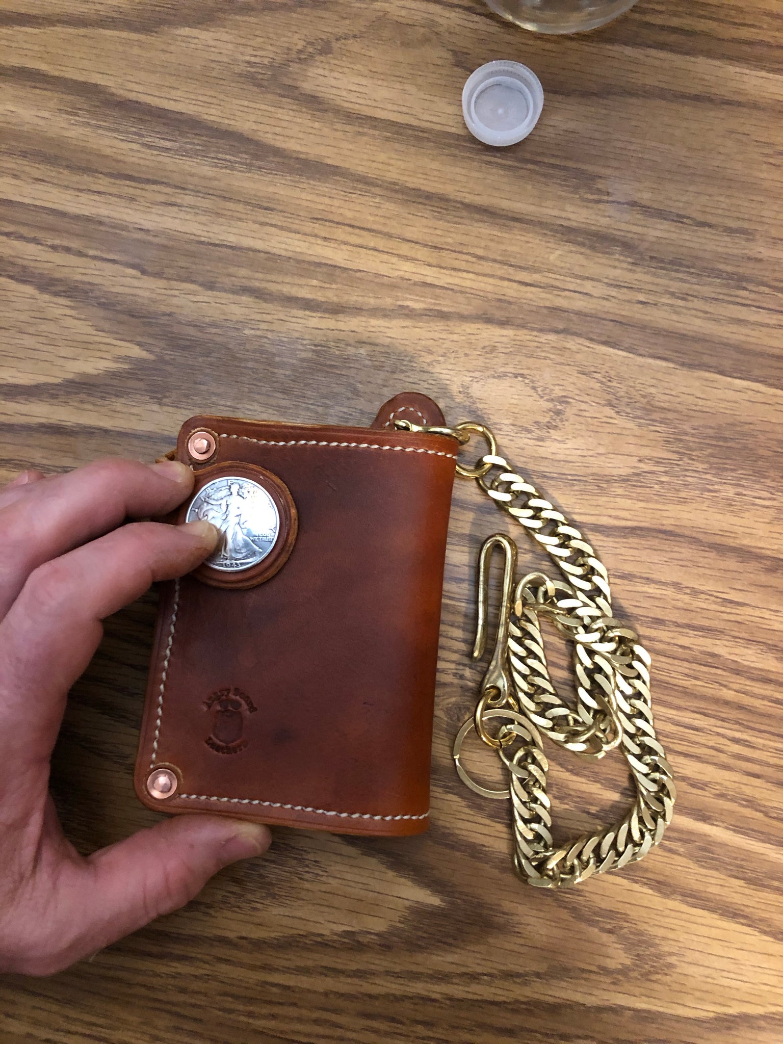 Handmade Leather Mid Wallet Biker Wallet Chain Wallet